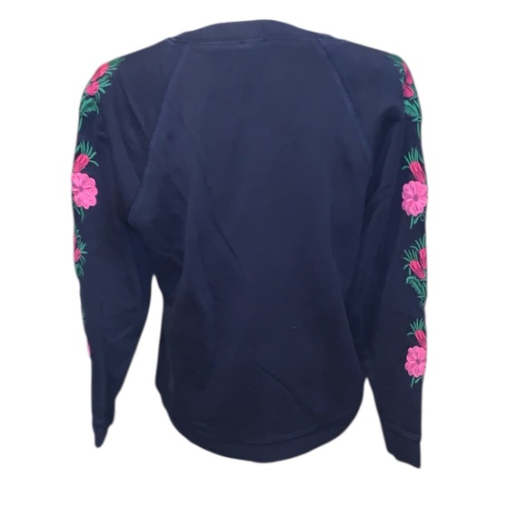 J.Crew Navy Blue Sweatshirt with Embroidered Flowers - Picture 6 of 8
